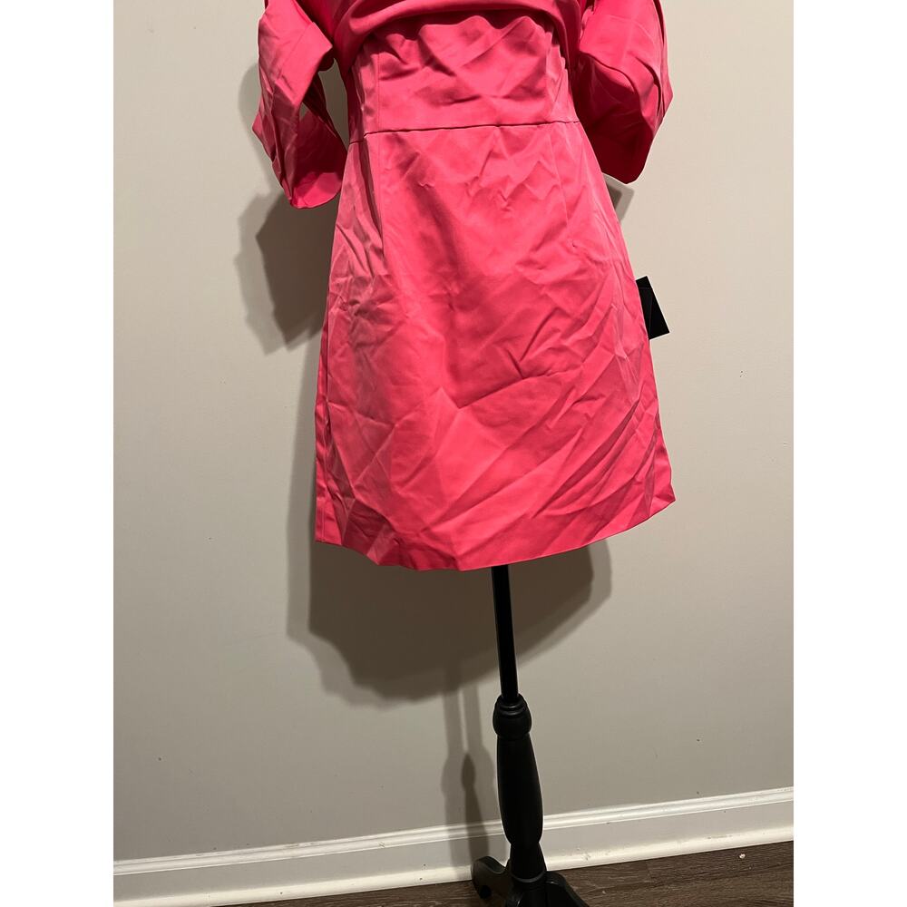 Lulus Totally Haute Hot Pink Satin Pleated Off-the-Shoulder Mini Dress Size S - Picture 7 of 9